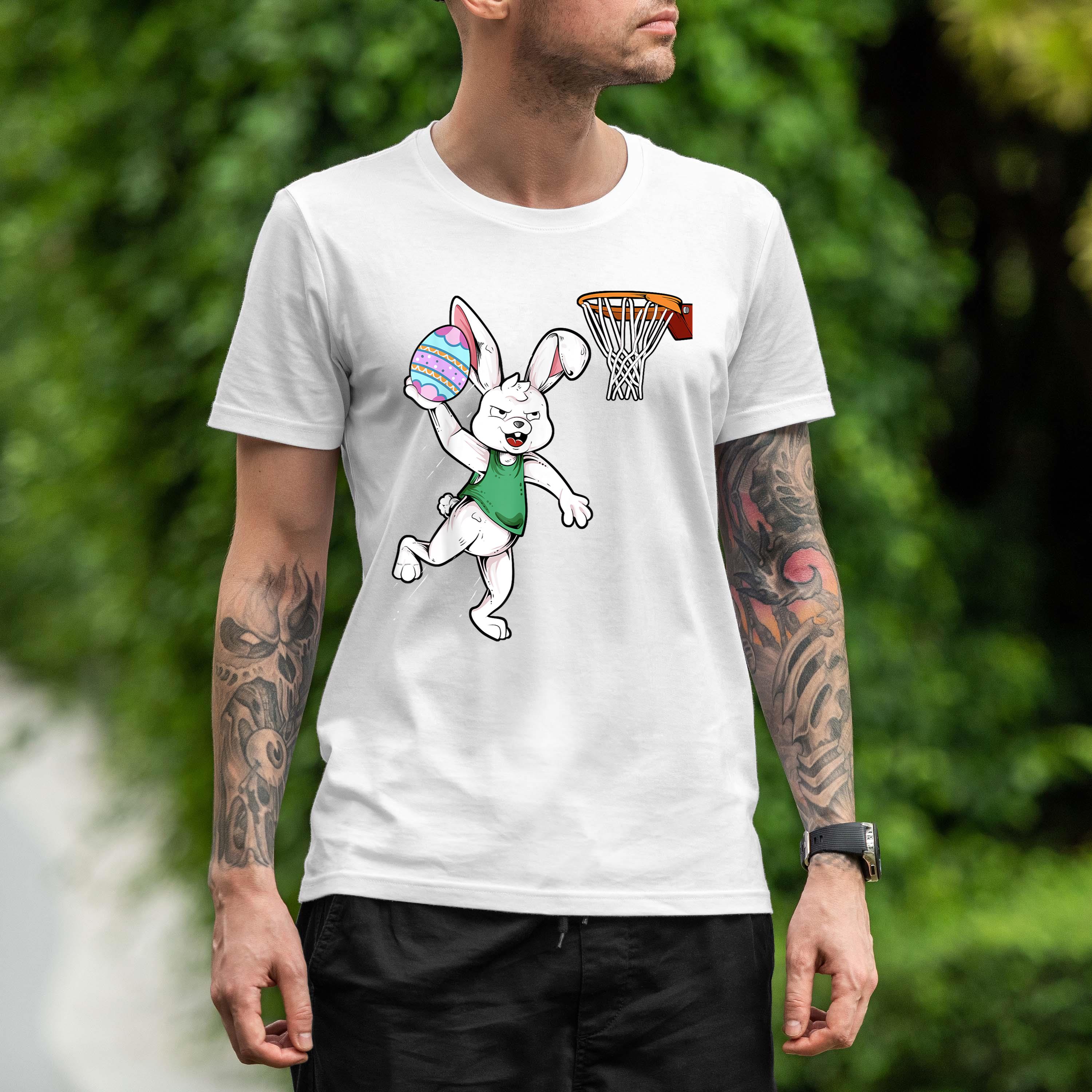 Easter Bunny Kids Boys Men Rabbit Dunking Basketball Shirt 